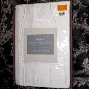 63" Venice curtain panel in white with rod pocket/back tab top (set of 2)